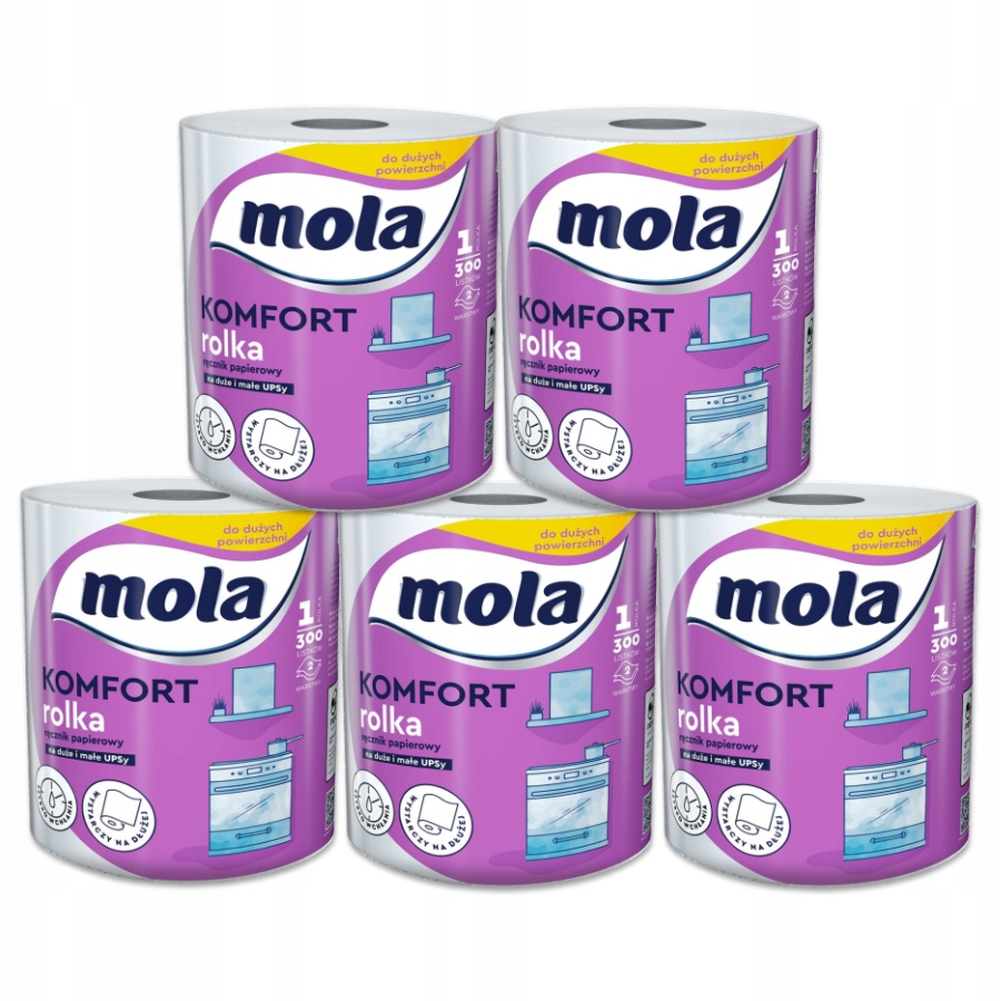 Levně Papírový ručník Mola Kuchyňský komfort 2-vrstvý, sada 5 rolí