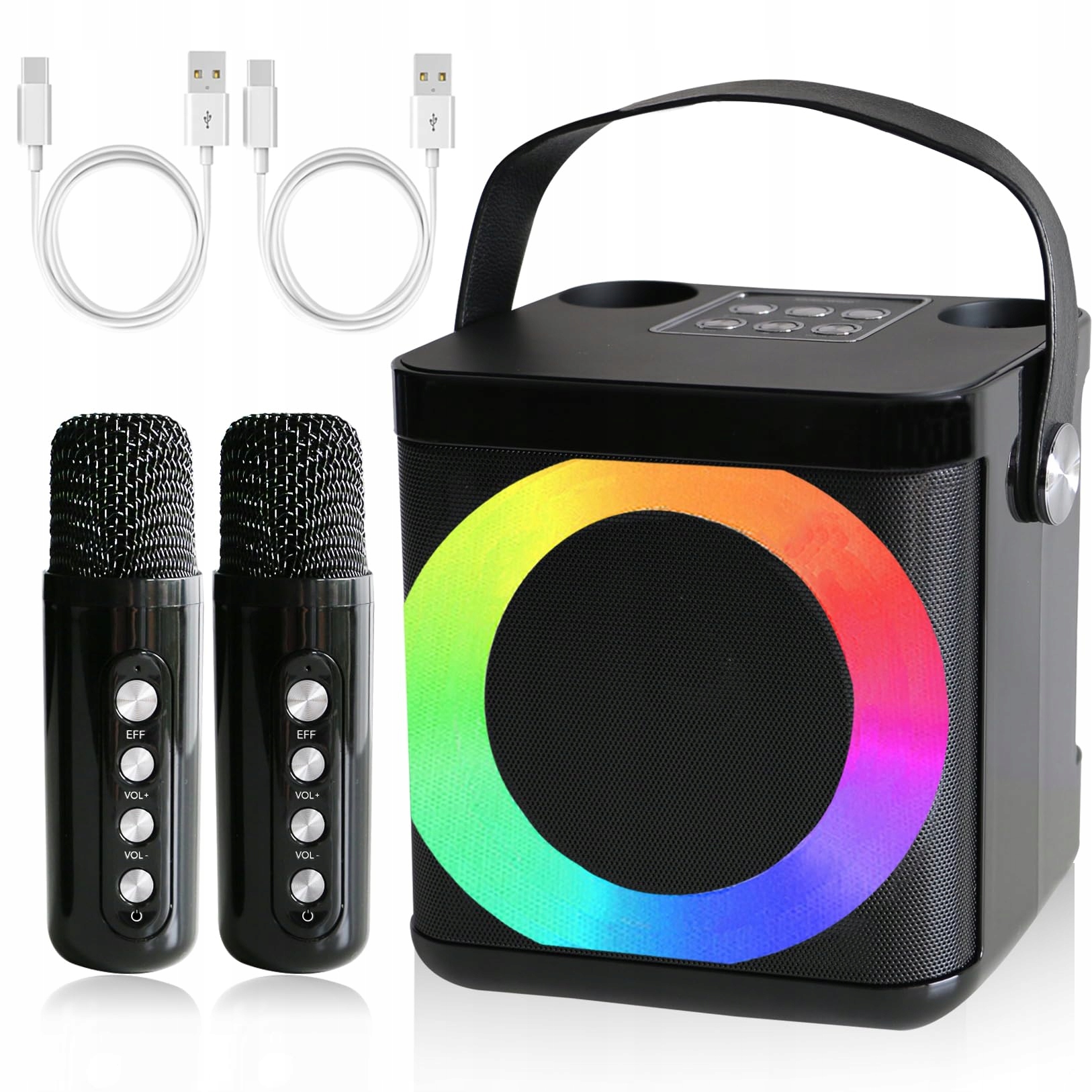 KARAOKE MASZYNA Z 2 MIKROFONAMI BLUETOOTH LED DLA DZIECI I DOROSŁYCH — miniatura 8