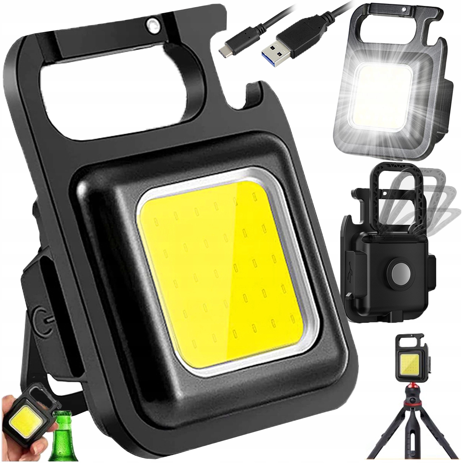 MOCNA MINI LATARKA MULTIFUNKCJONALNA LED + BRELOK MAGNES OTWIERACZ +SOS