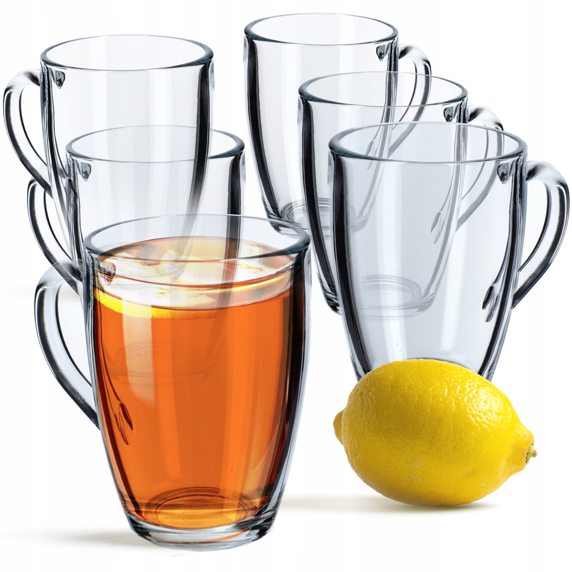 6x SZKLANKI DO HERBATY KAWY 350ml SOKU SZKLANKA ZESTAW KUBKI Z UCHEM