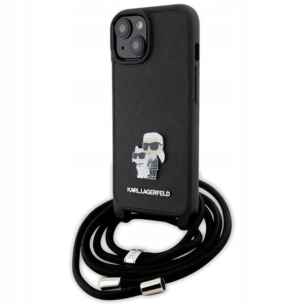 Etui Karl Lagerfeld Crossbody Saffiano Metal Pin iPhone 15/14/13 czarne