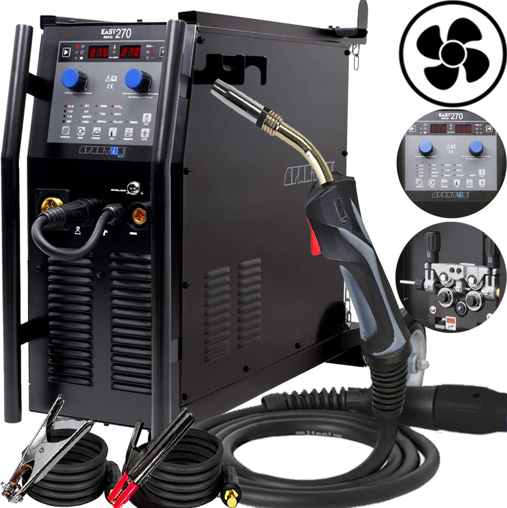 Invertorová Svářečka Migomat Poloautomat Spartus EasyMIG 270 Synergia 400V