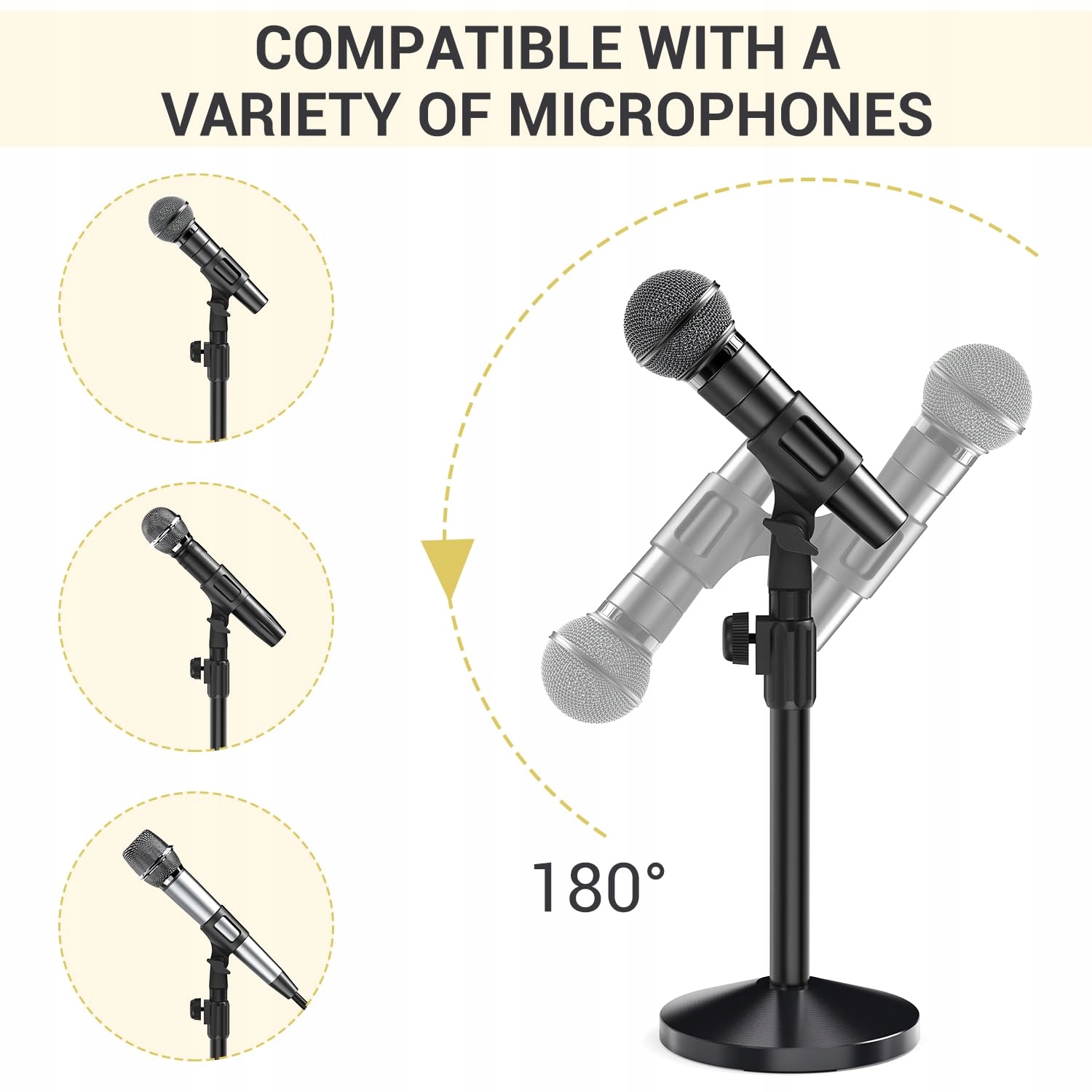 OHUHU Stojak Na Mikrofon Regulowany Uchwyt Z Adapterem 5/8" Na 3/8" — miniatura 3