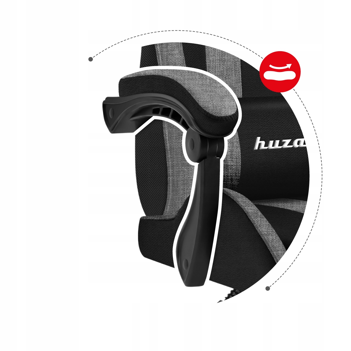 Pasukamas žaidimų fotelis HUZARO 4.5 audinio modelis Force 4.5 pilkas tinklelis