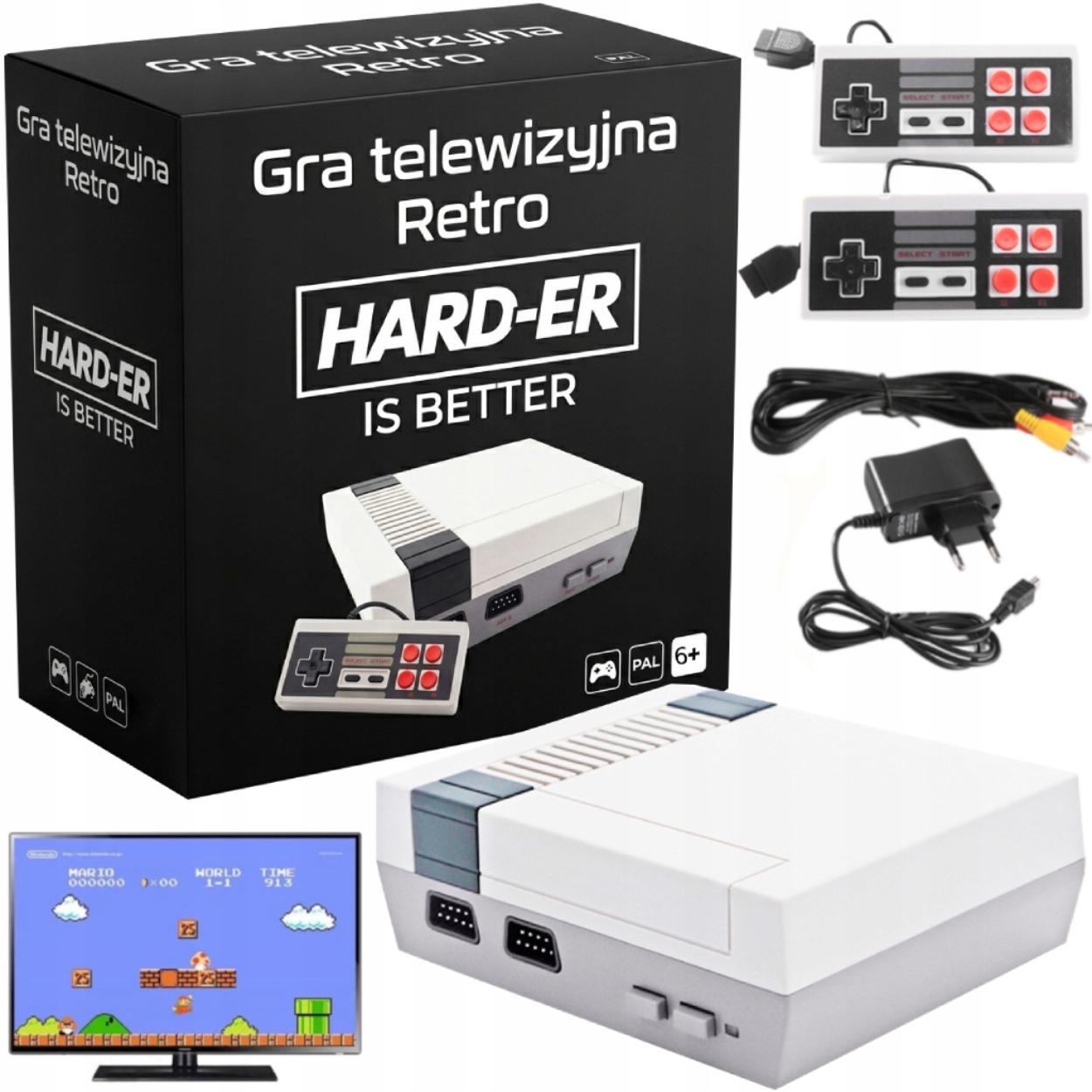 Gra Telewizyjna KONSOLA RETRO VIDEO Dużo GIER + PADY ZESTAW KOMPLET Hard-er