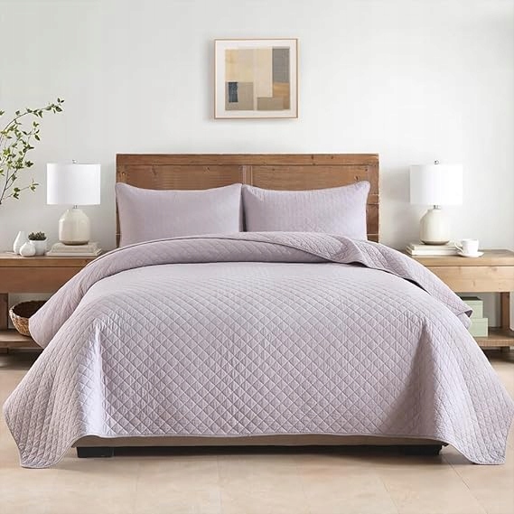 Přehoz na postel Enasal 250x270 šedý, sada 3 kusů povlečení