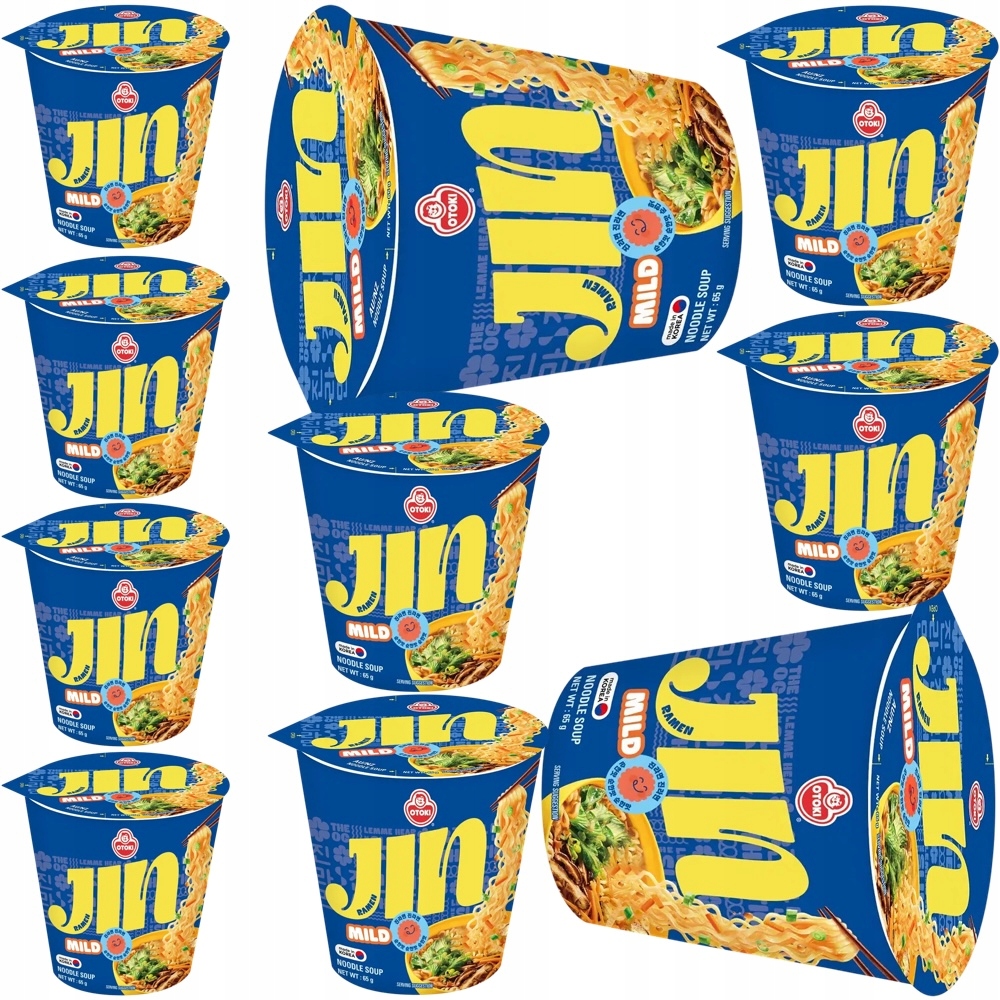 10 x Korejská instantní polévka Jin Ramen MILD Cup 65g Ottogi