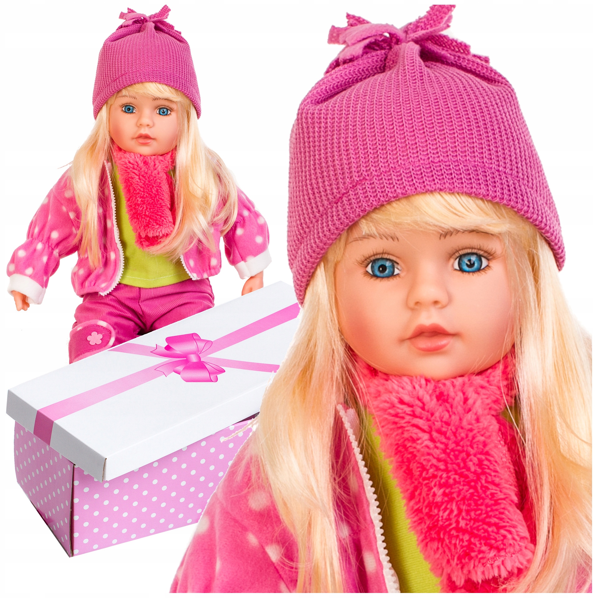 

Duża Lalka długie włosy, mówi śpiewa po Pl, 60 cm