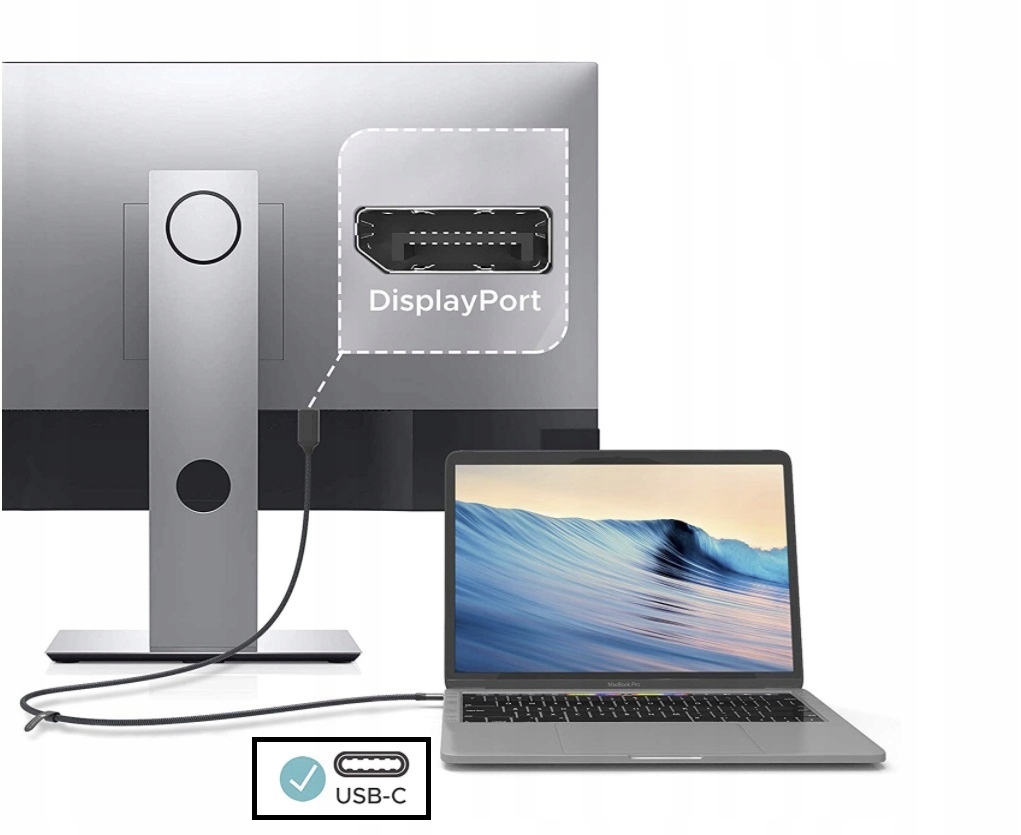 Adapter przejściówka USB-c do DisplayPort 8K 4K do Mac MacBook M1 M2 M3 Stan opakowania oryginalne