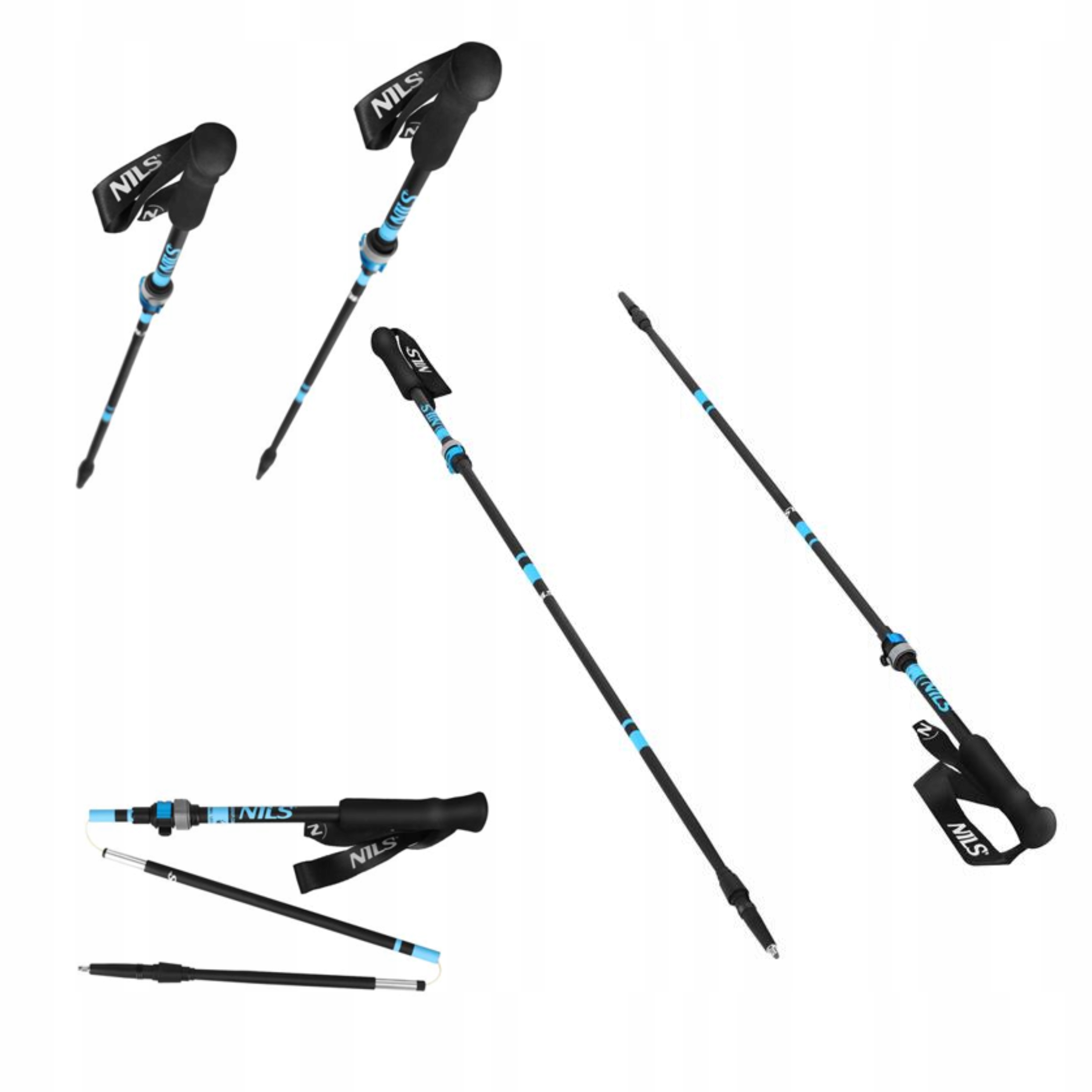 Černé trekové hole Nordic Walking, nastavitelné