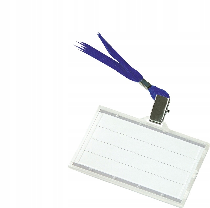 

Identyfikator z jedwabną taśmą niebieską, twardy