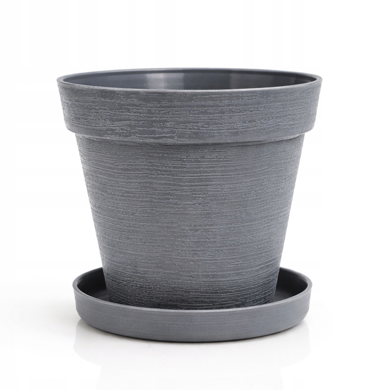 Doniczka LOFT 12 cm + Dopasowana Podstawka, Stylowy Zestaw EKO, SZARY 1