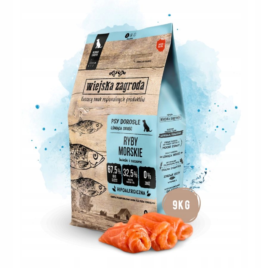 Levně Wiejska Zagroda Krmivo suché pro psa Ryby Losos Zelenina Malá plemena S 9 kg