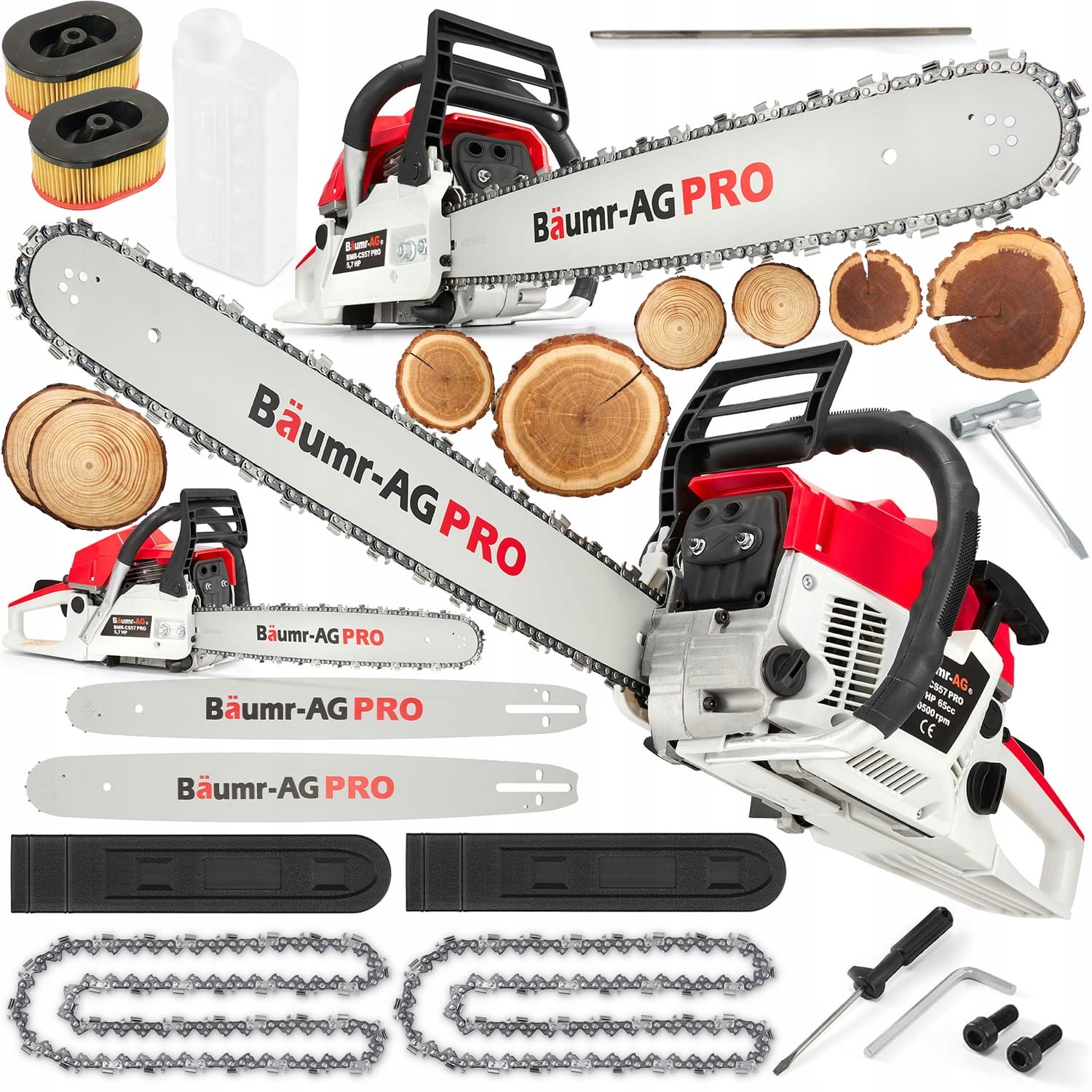 Benzínová pila Řetězová pila 5,7km 65cm3 sada XXL silný výkon