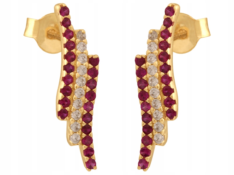 

Złote Kolczyki 585 Rubinowe Cyrkonie Sztyfty