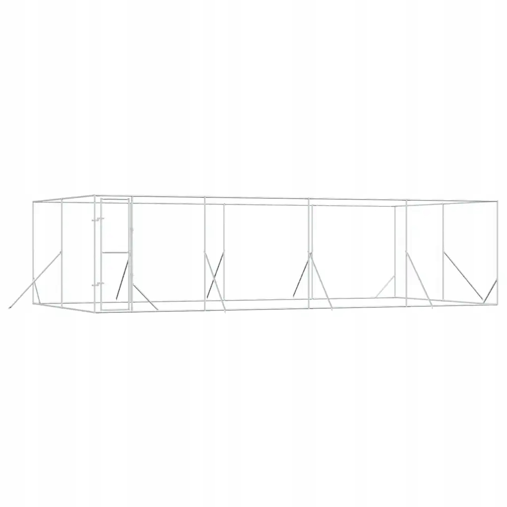 Levně Kotec pro zvířata z ocelového pletiva, uzamykatelná dvířka, 8x4x2 m, stříbrná