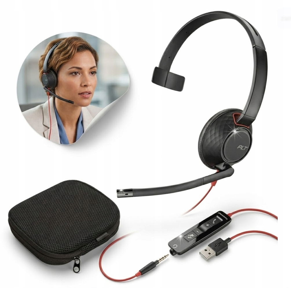Słuchawki Przewodowe Nauszne Mono z Mikrofonem Plantronics Blackwire Jack