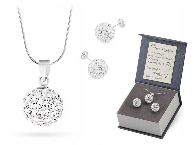 Stříbrný Komplet ryzost 925 Náhrdelník Náušnice 50 cm
