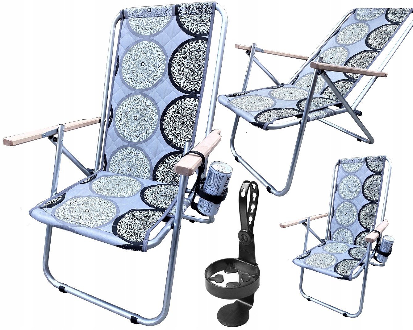 Polskie Leżaki Plażowe Ogrodowe Do 150 kg Stal +uchwyt Na Kubek