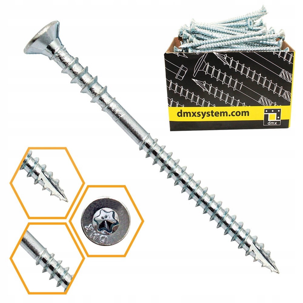 WKRĘTY DO POZIOMOWANIA ŁAT 6x90 DYSTANSOWE REGULACYJNE 100szt TX30 DOMAX Średnica wkręta 6 mm