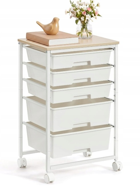 Organizér Vasagle LRC041YA01 na kolečkách, 5 úrovní, bílý