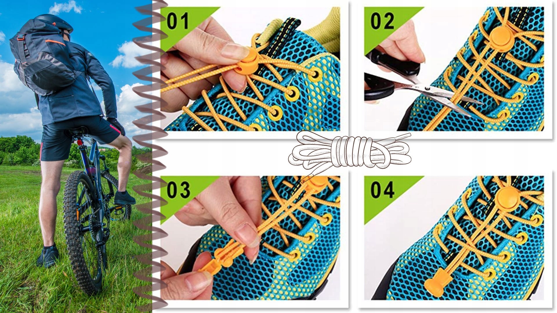 ELASTYCZNE SZNURÓWKI BEZ WIĄZANIA 100CM ZACISKOWE Kolor brązowy