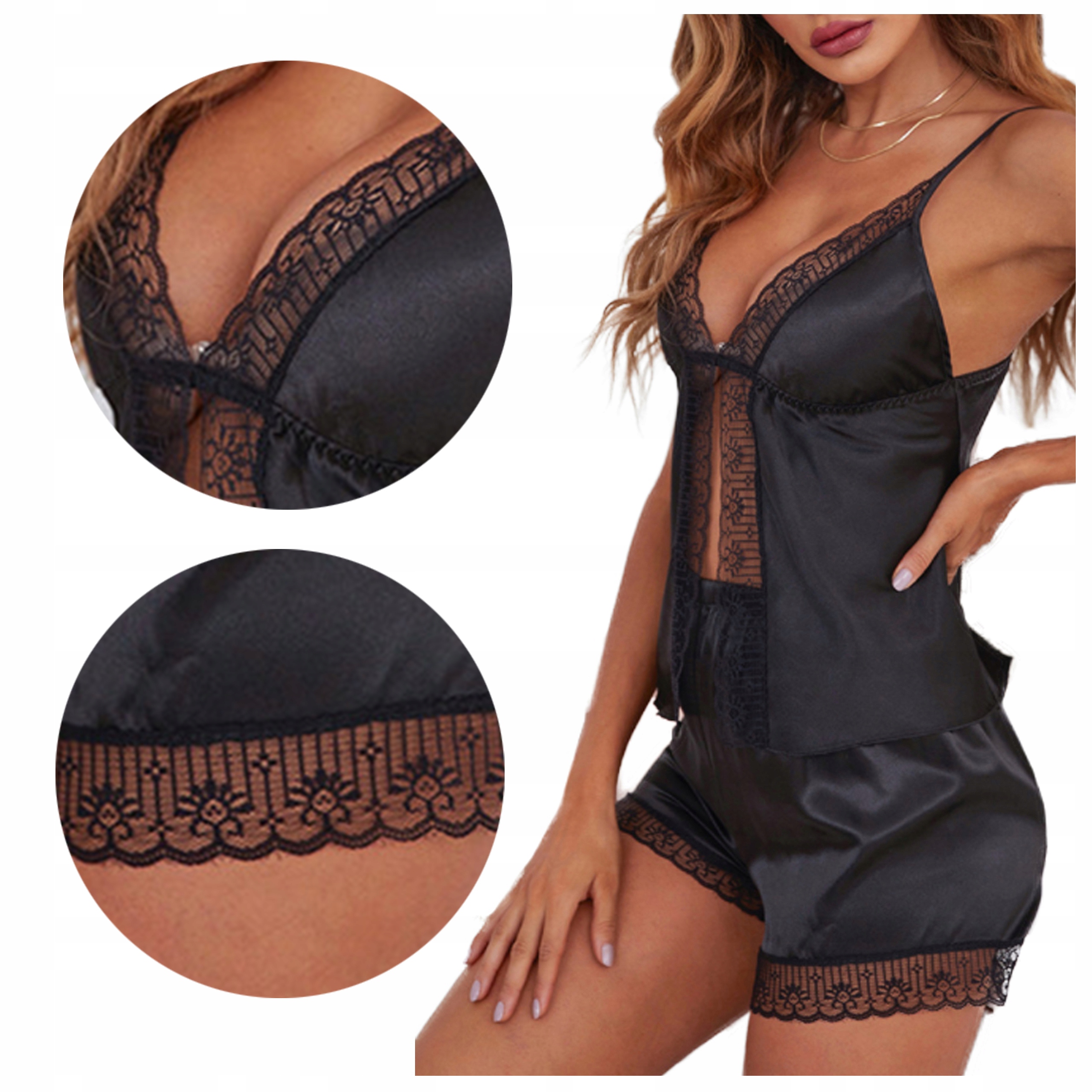 

Piżama satynowa koszulka szorty Nie Prześwituje S