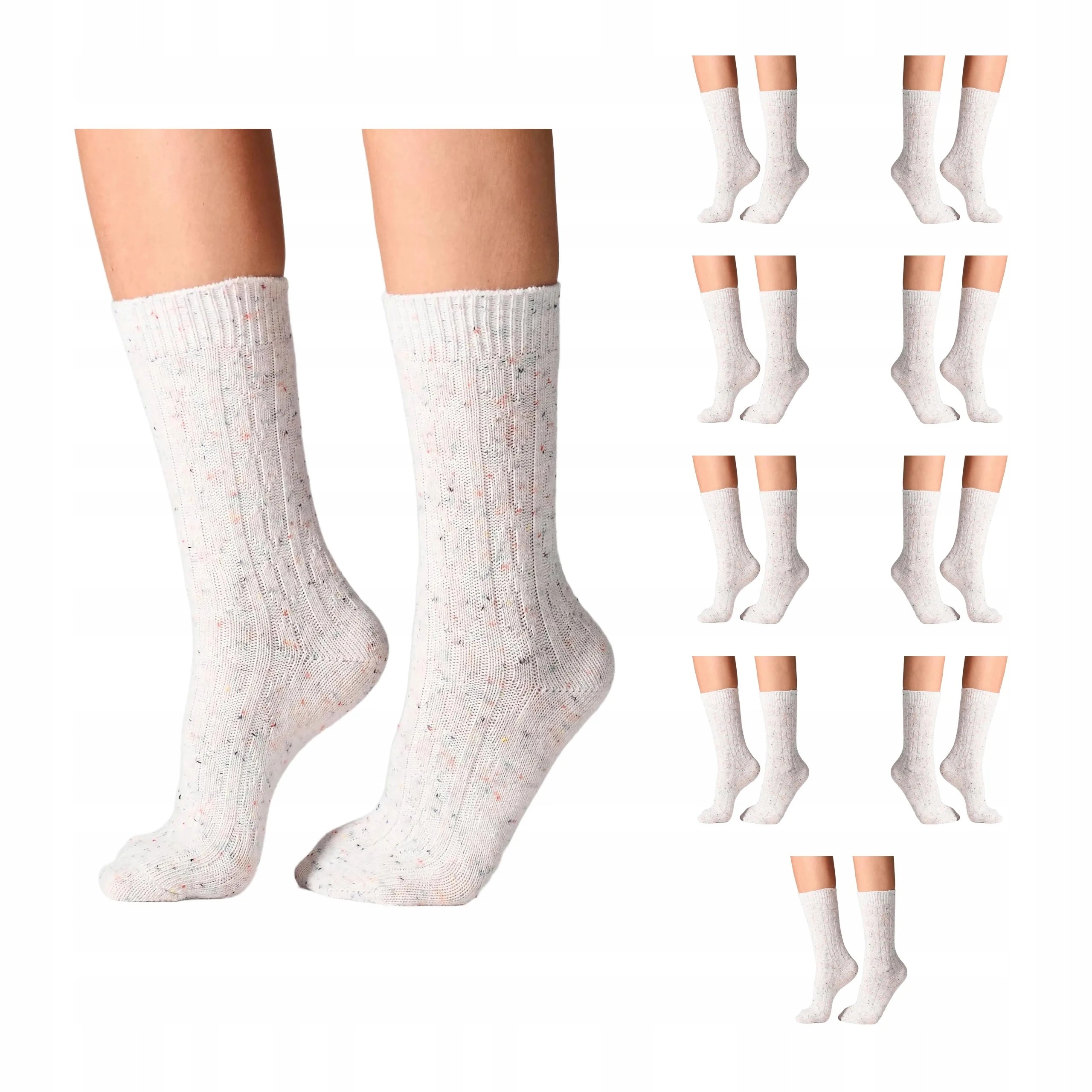10 párů Ponožky s copánkovou vlnou 10x White/lighy Grey 36/41
