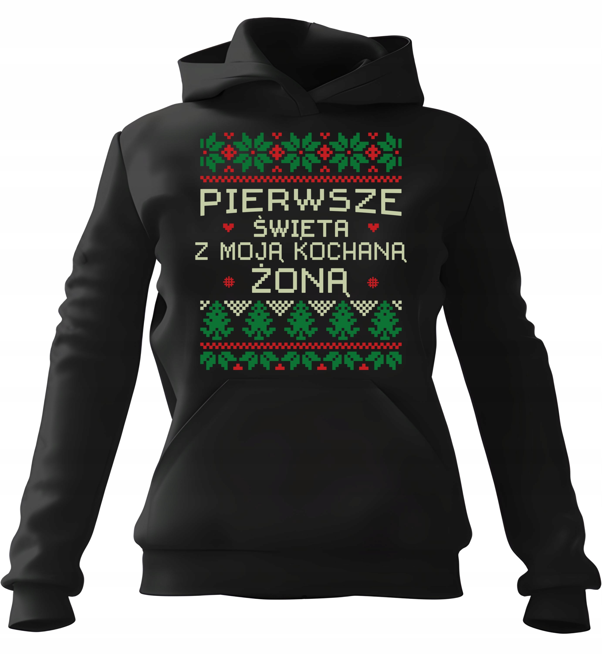 pánská mikina s kapucí První Vánoce s manželkou Černá 3XL Pro něj Chlapa M