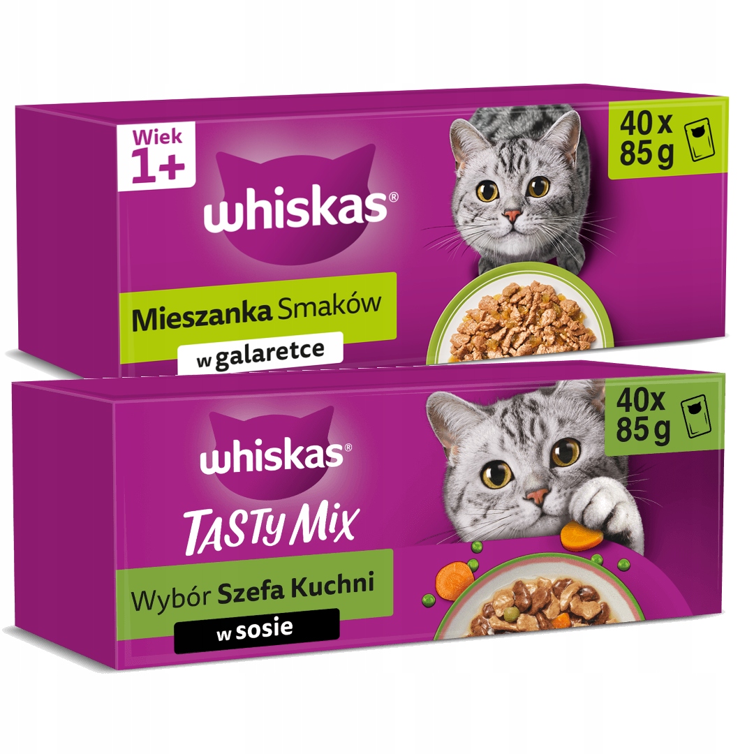 Whiskas Karma Dla Kota 80x85g Tasty Mix Sos Mieszanka Smaków Galaretka