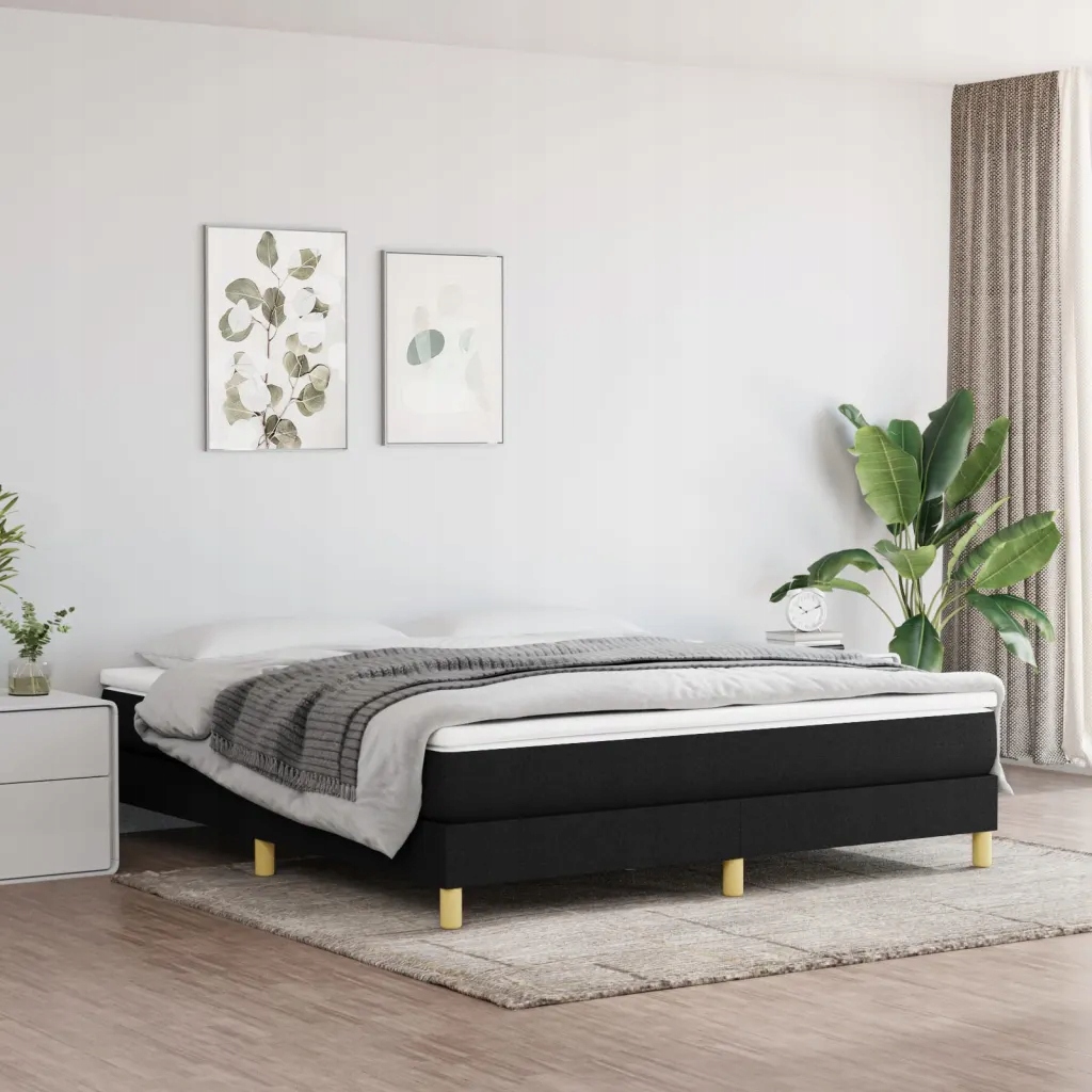 Box spring postel s matrací černá 180x200 cm textil Černý 3144193