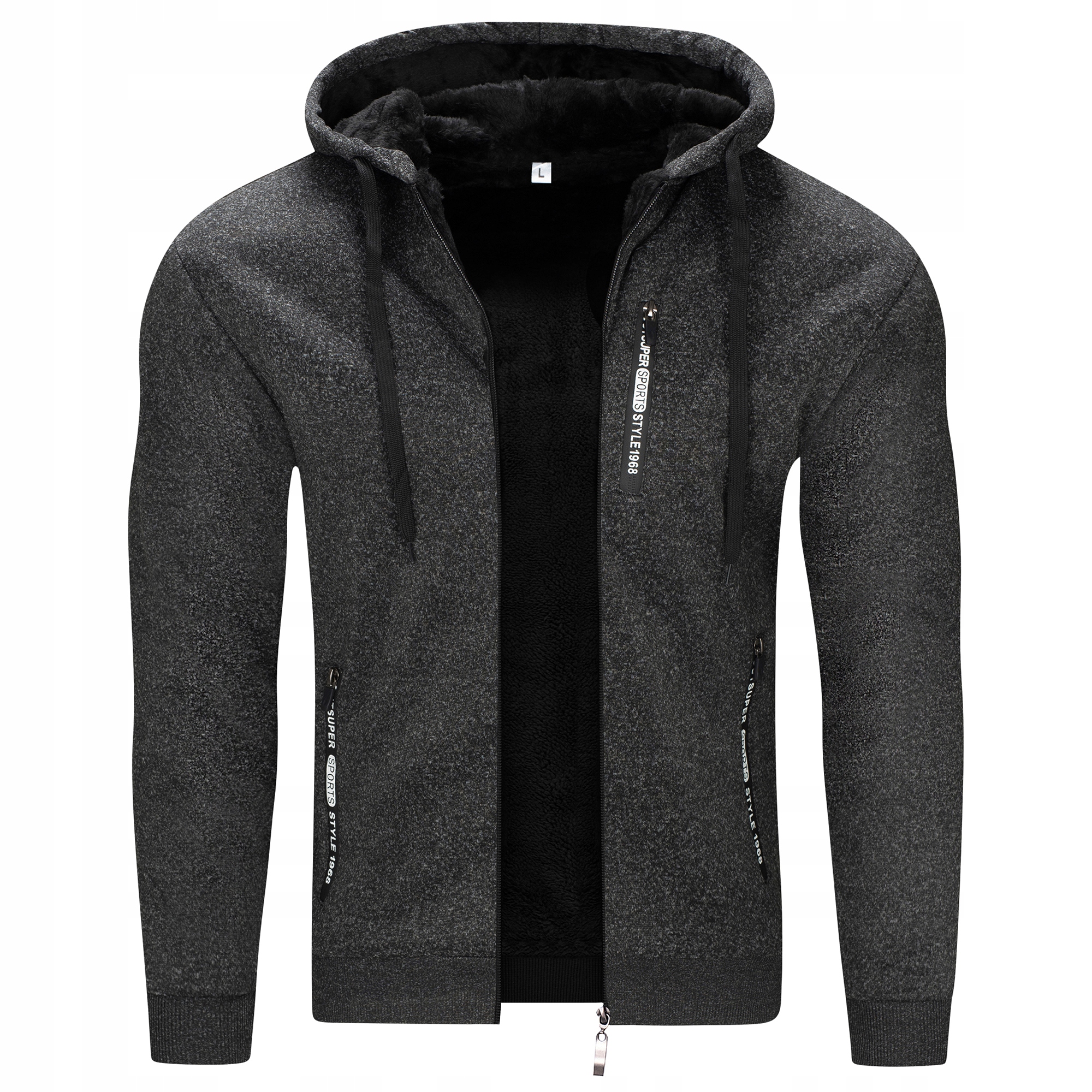 R2660 roz. 6XL Gruba Męska Ocieplana Bluza Z Kapturem Futro Premium