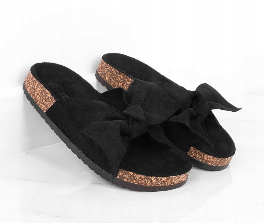 2872 ZAMSZOWE KLAPKI Z KOKARDĄ NA KORKU KOLORY 36 Płeć kobieta