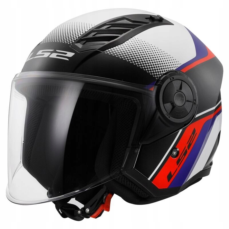 LS2 OF616 Airflow II Rush White Blue Red otvorená prilba na skúter L