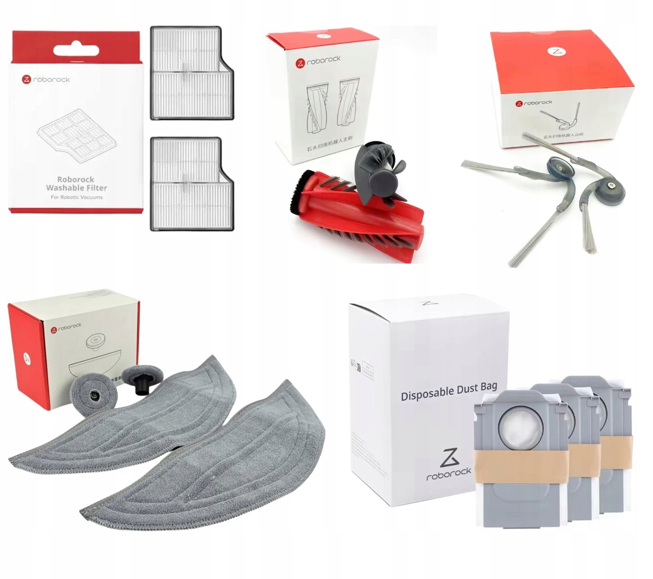 zestaw akcesoriów Roborock Saros 10 szczotki filtry mopy worki