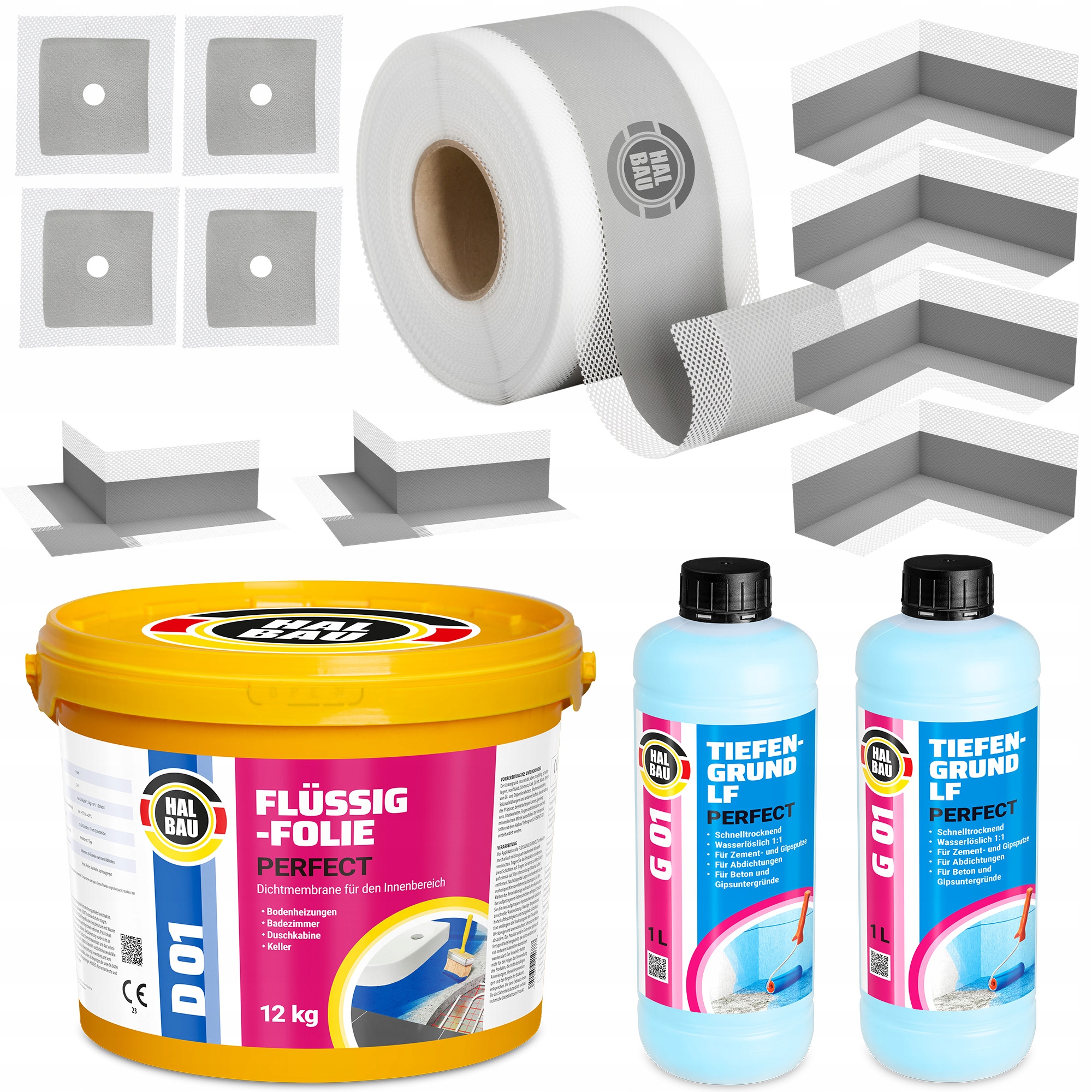 Fólie 12 kg Rohy 2 ks Páska 20 m Zem 2 l Manžety 2 ks