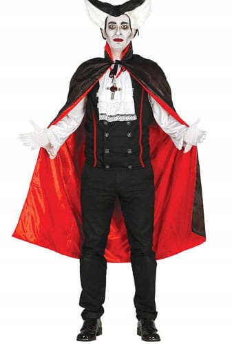 PELERYNA WAMPIRA DŁUGA CZARNO-CZERWONA 140cm