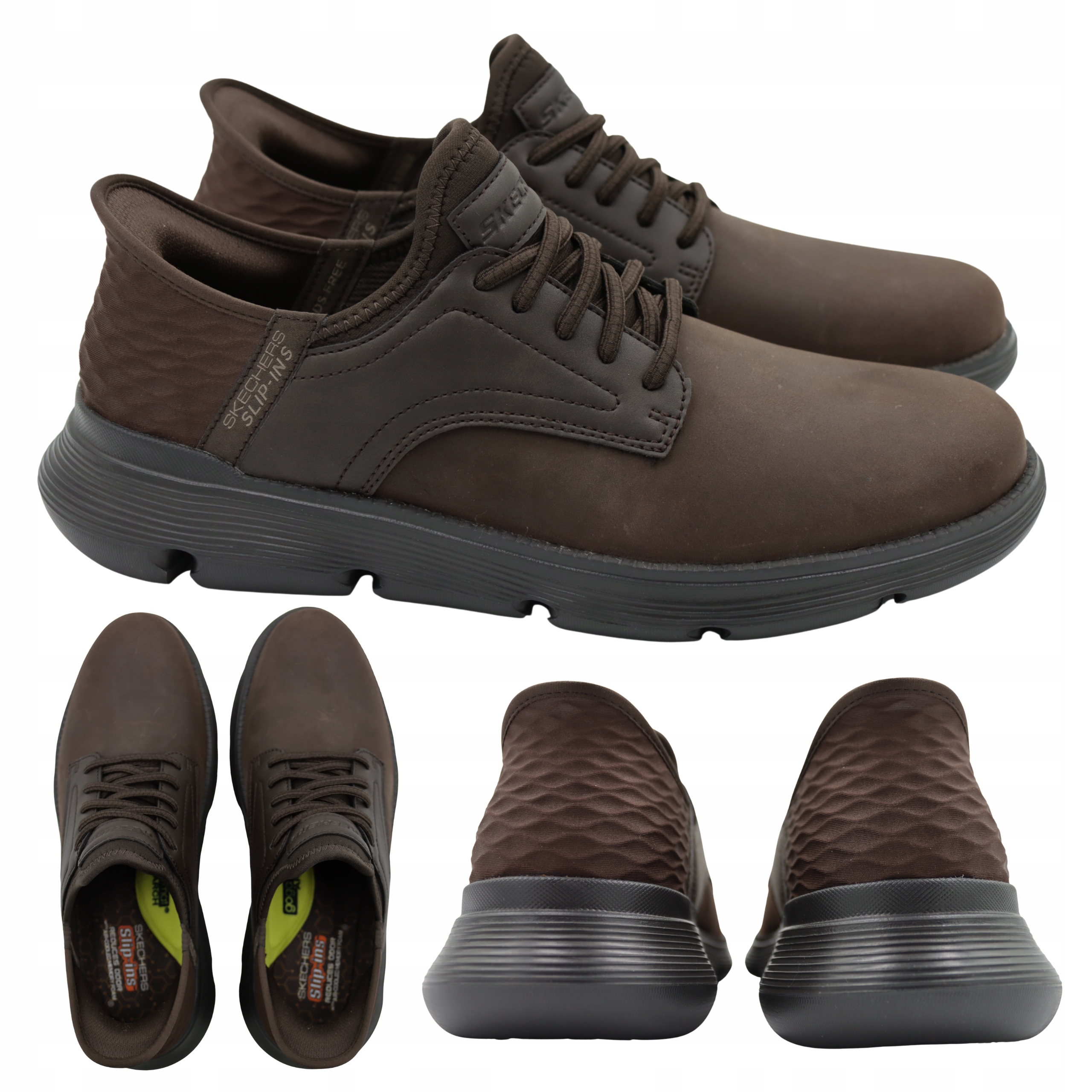 Pánské Kožené Boty Skechers Hnědé Pohodlné Nazouvací 205046/CHOC vel. 42