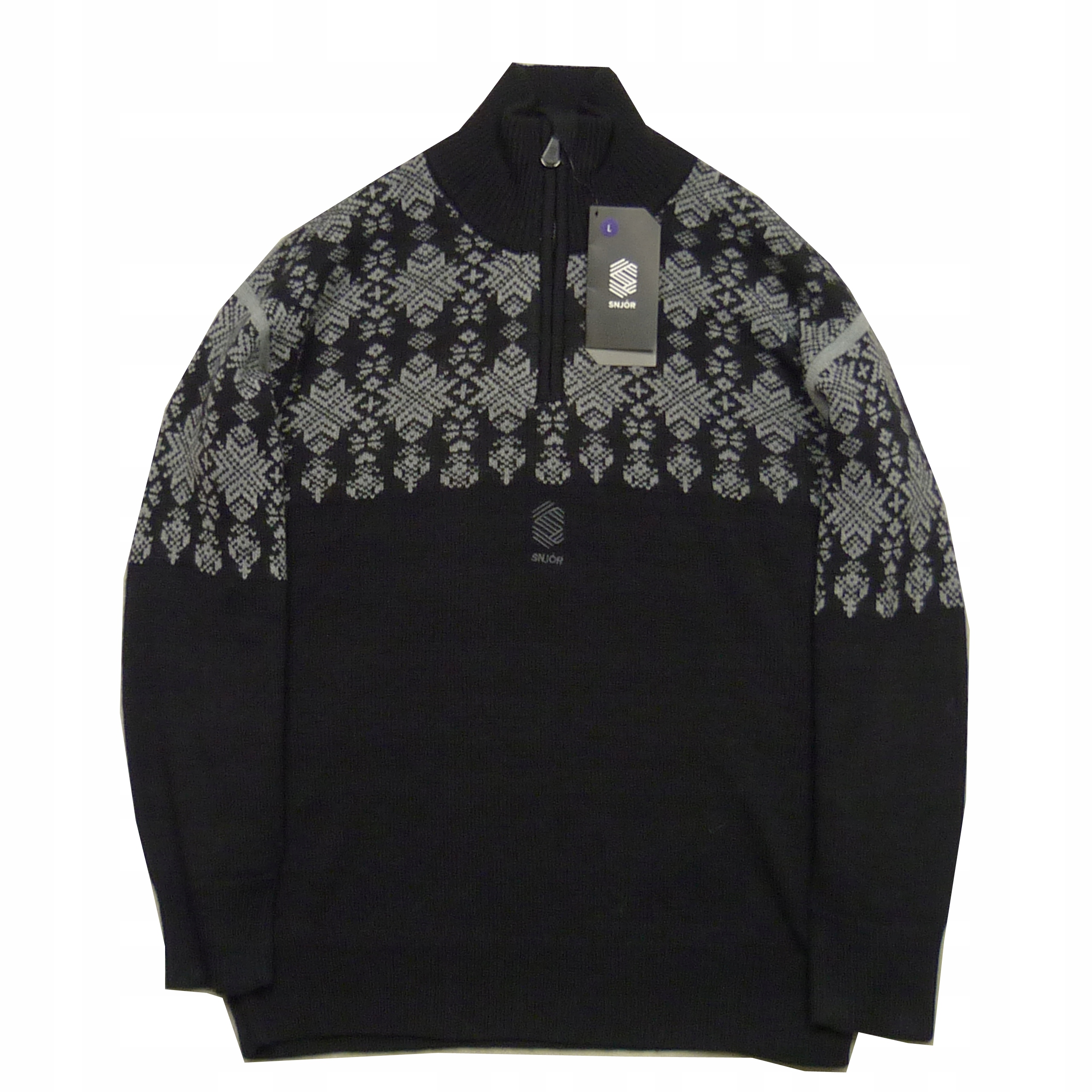Snjor nowy męski wełniany sweter norweski z kołnierzem z wełną rozm. L