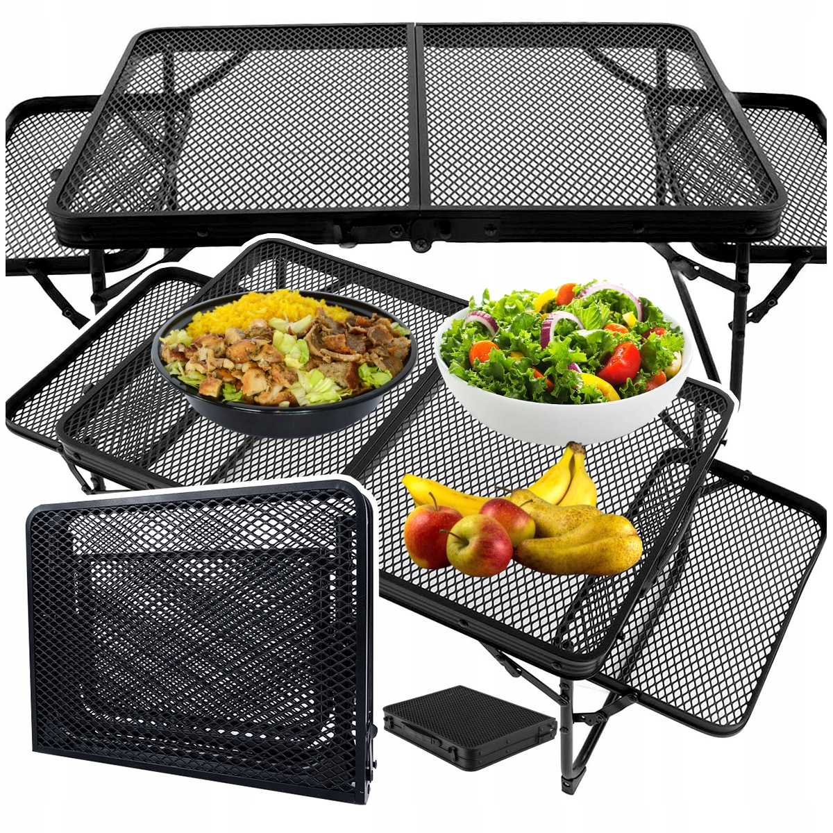 Kempingový Turistický Stůl skládací Aluminiový 60/90x40 cm