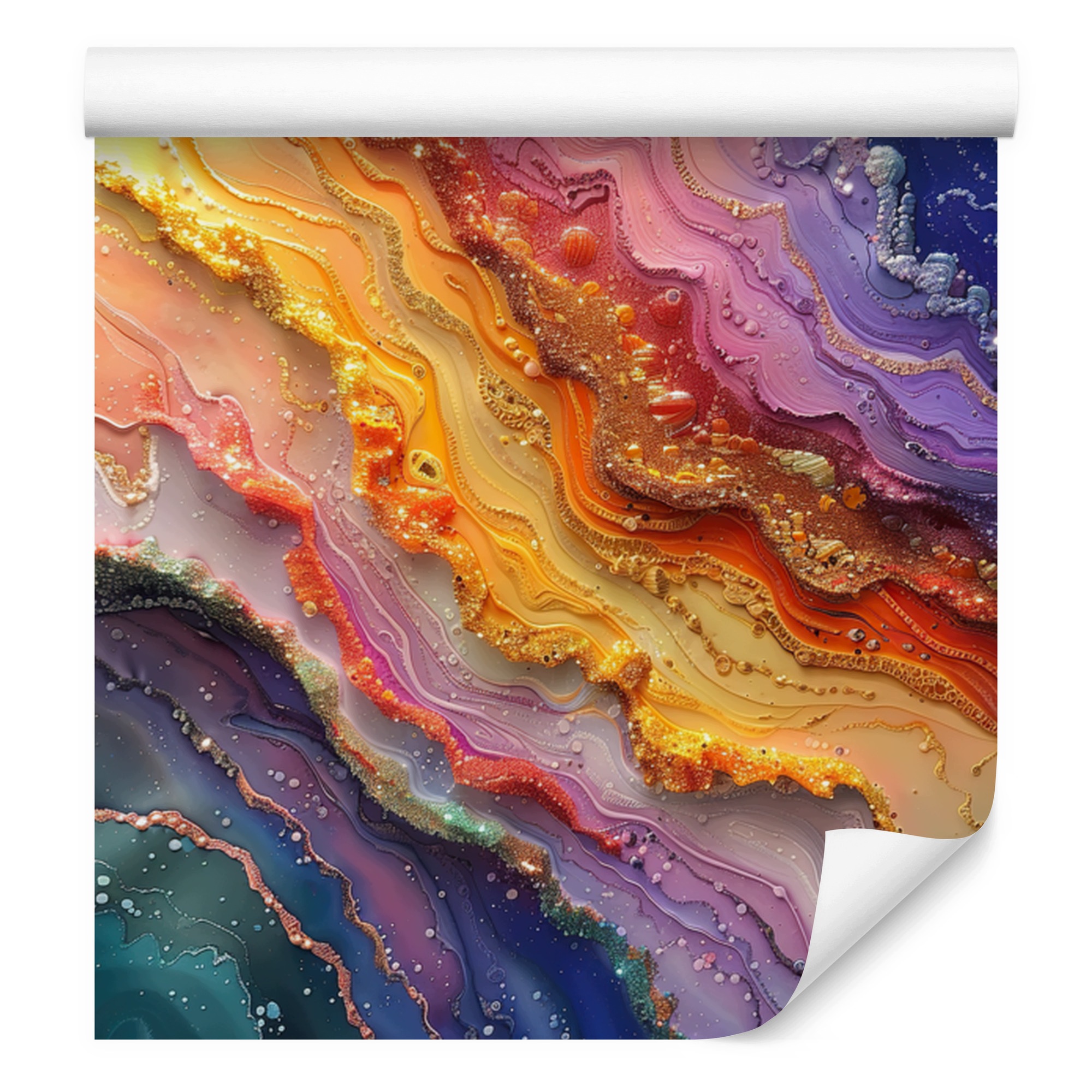 Tapeta Inkoust zlato a oranžová do obývacího pokoje a ložnice 50 x 1000 cm