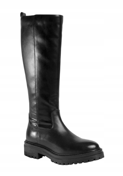 Geox Černé Kozačky S Koženým Zipem, Dámské, Velikost 39