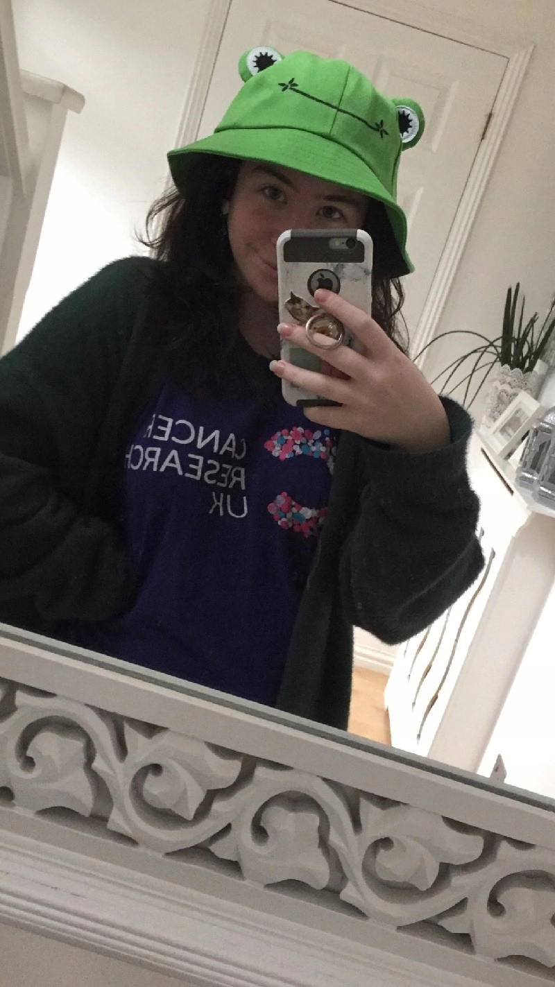 KAPELUSZ RYBACKI BUCKET HAT ŻABA CZAPKA ZIELONY WAKACYJNY Wzór dominujący zwierzęcy