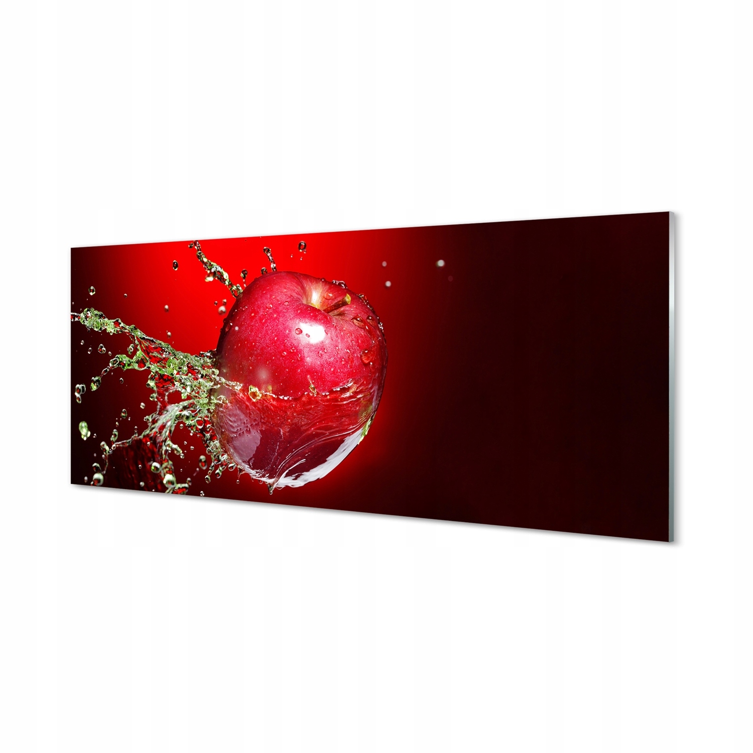 Skleněný obraz do obývacího pokoje Jablko kapky vody 125x50