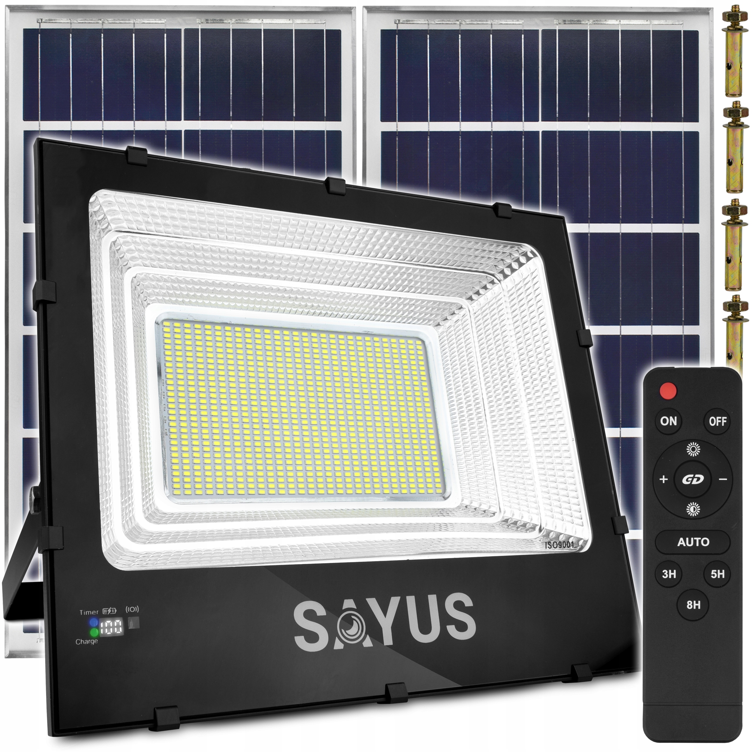 Mocna Lampa Solarna Led Halogen Latarnia Uliczna 3500W Pilot