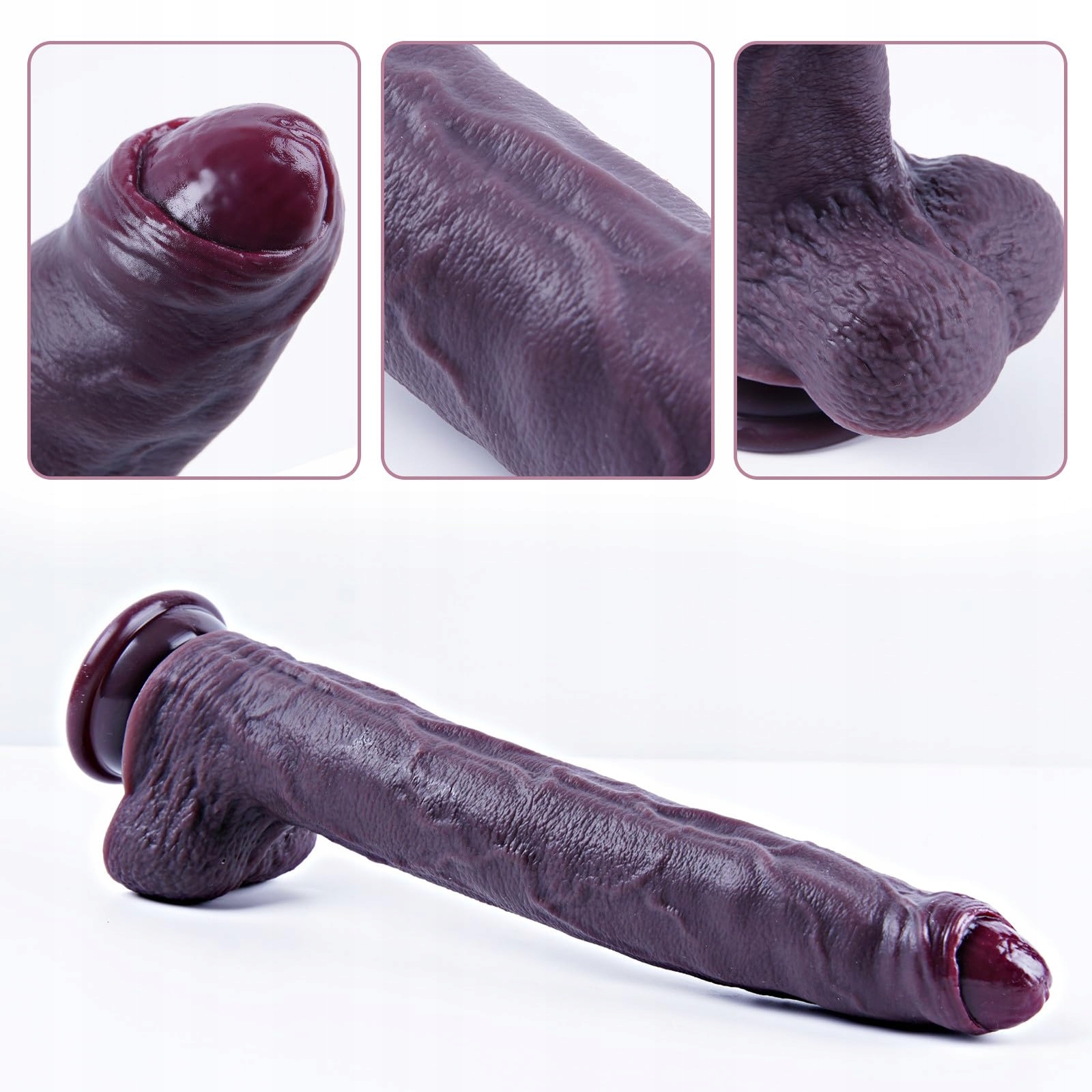 REALISTISCHER Duży Czarny Dildo Silikonowy Z Przyssawką Dla Dorosłych — miniatura 2
