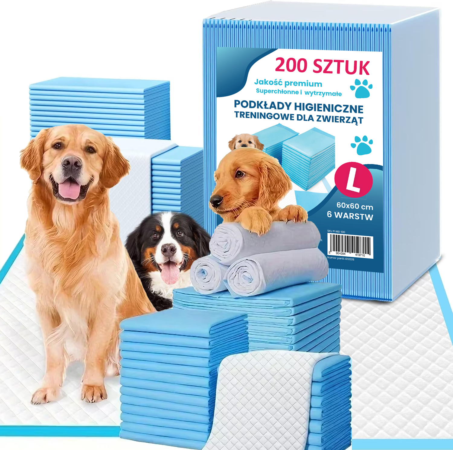 Podkłady Higieniczne Dla Psa Maty Treningowe Jednorazowe 60x60cm 200szt