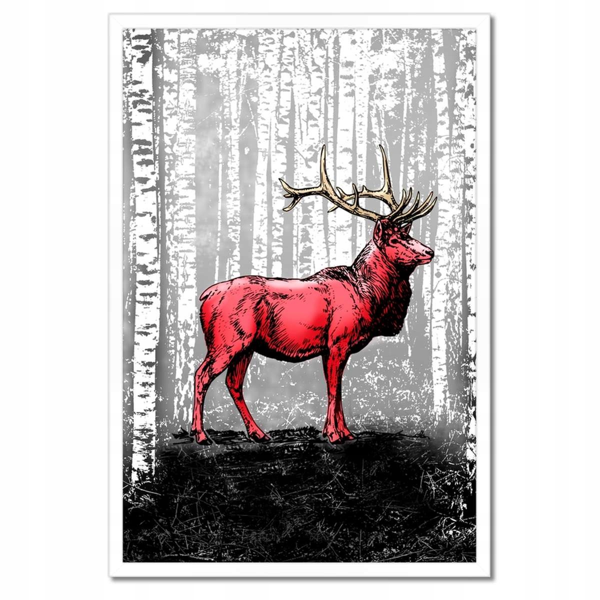 Plakáty v rámu 40x60 Jelen Bříza Břízy Les