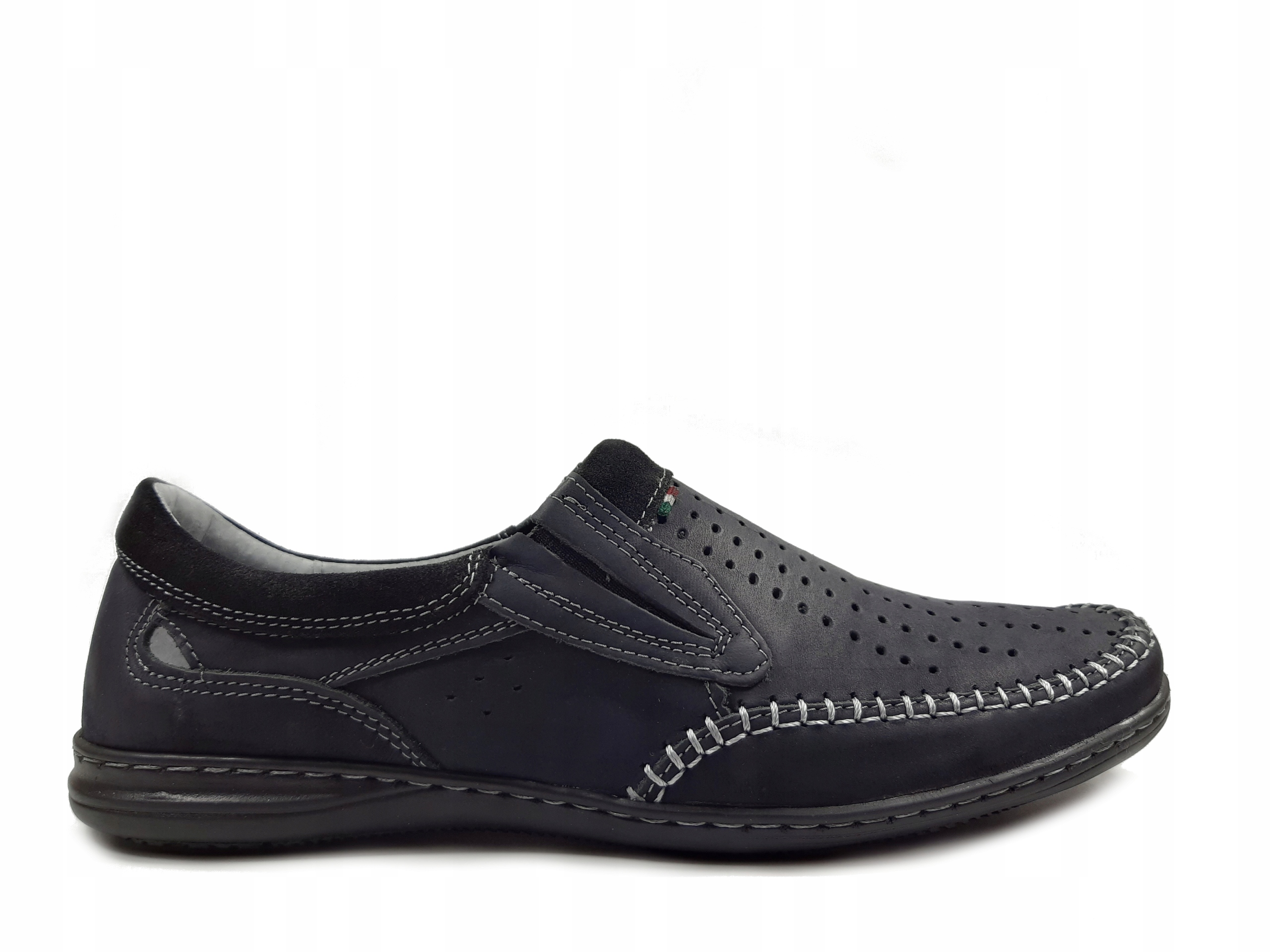 Riko 564D polobotky mokasíny Polské černé letní 44 Kůže