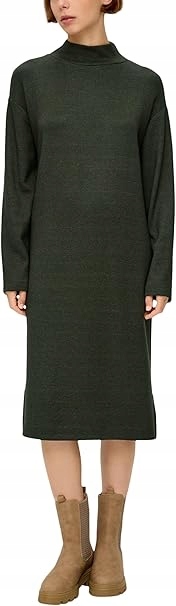 Soliver Tmavě Zelené Šaty S Dlouhým Rukávem A Rolákem 42 6BA